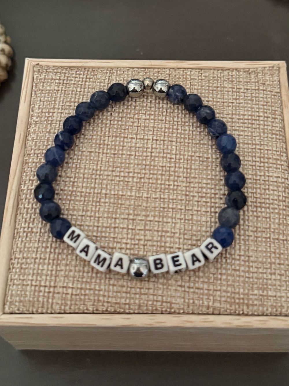 Mama Bear Sodalite Beaded Stretch Bracelet